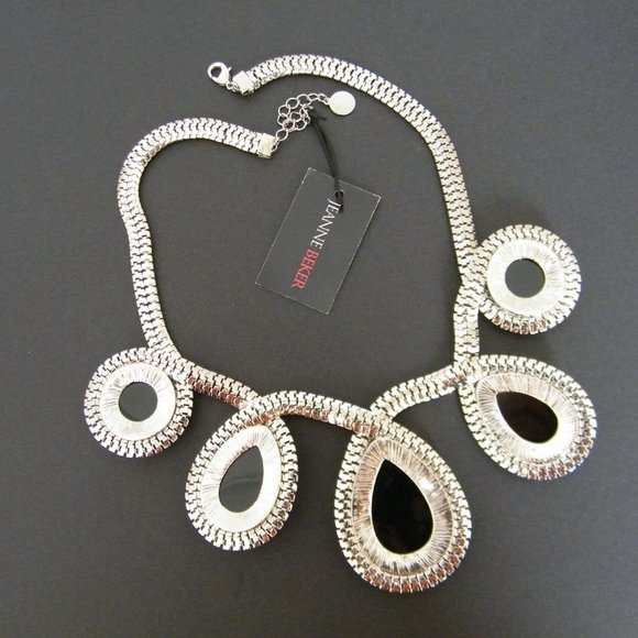 Jeanne Beker Statement Necklace Silver Tone - Picture 7 of 7